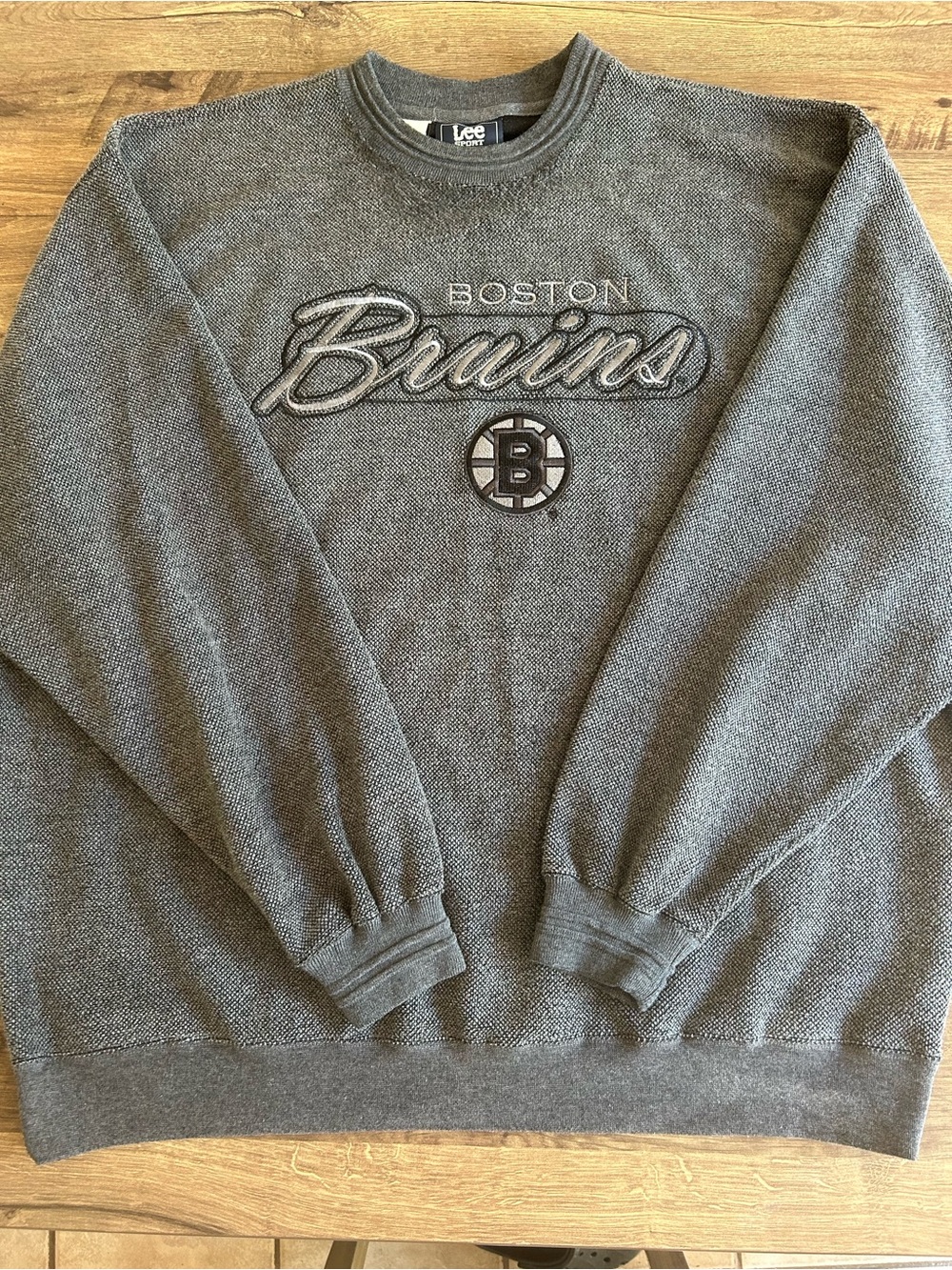 Vintage 90s Lee Sport Boston Bruins Embroidered Sweatshirt Crewneck XL Grey